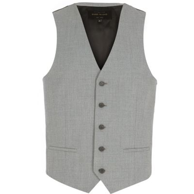 Light grey single breasted waistcoat